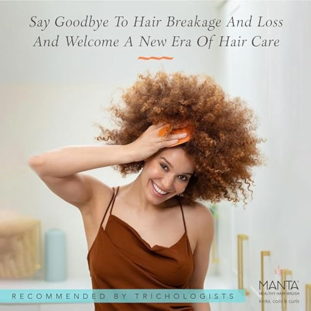 Manta Curls Anti-Breakage Detangling Brush for Curly & Afro Hair, Orange
