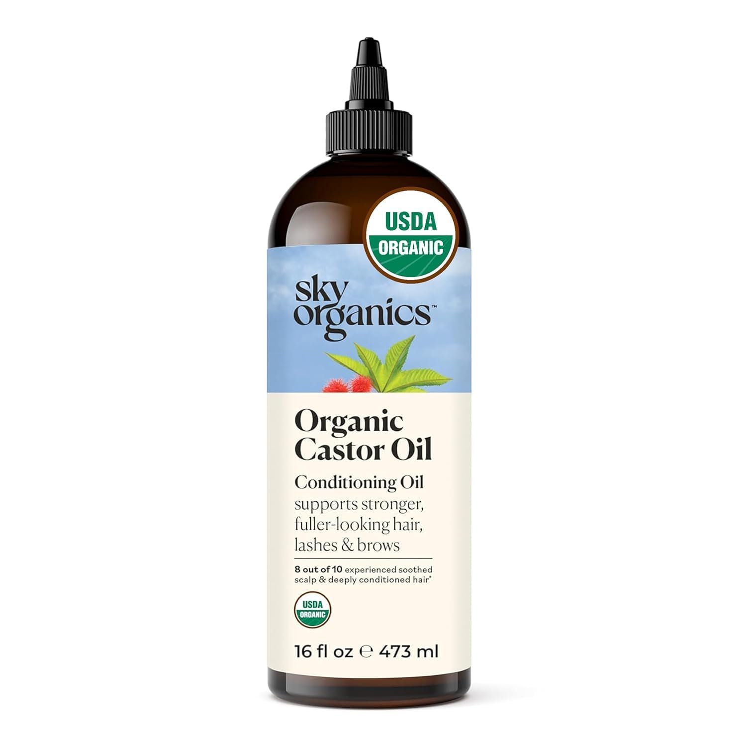 Sky Organics Castor Oil – 100% Pure Cold-Pressed for Hair & Lashes, 16oz