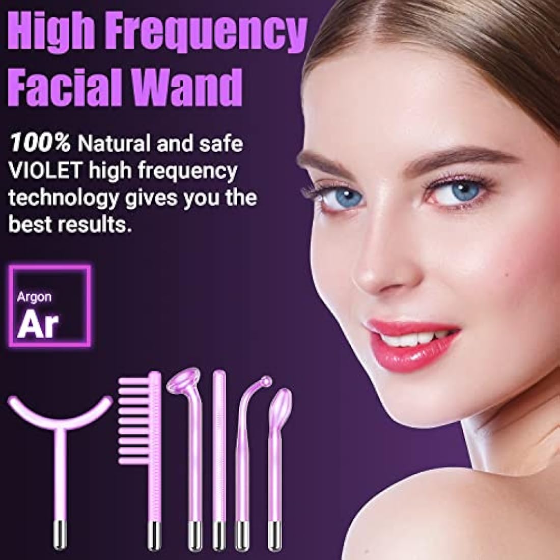 UUPAS 6-in-1 High Frequency Facial Wand | Argon Skin Tightening Device
