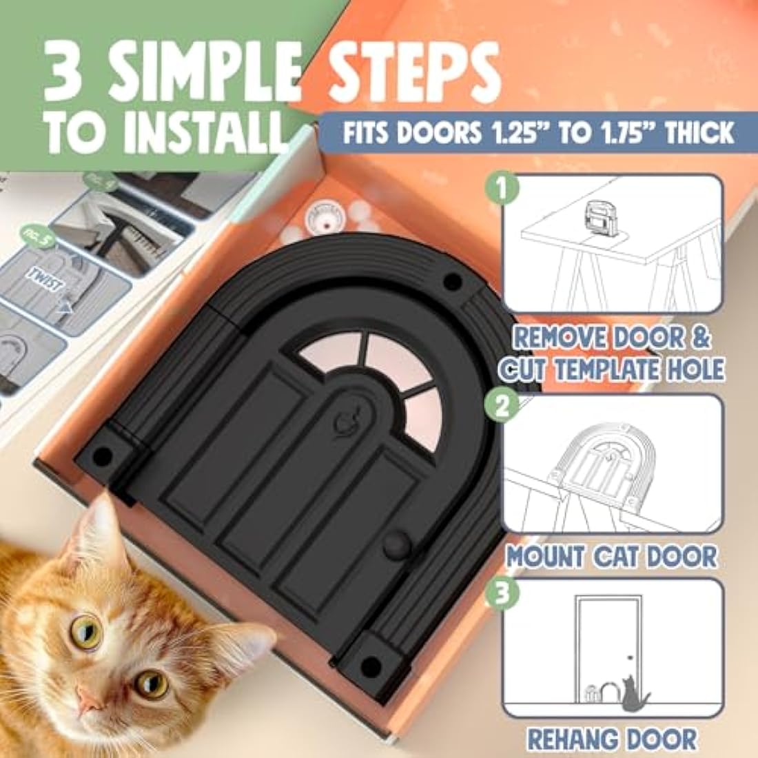 Jolof Store Meow Manor No-Flap Indoor Cat Door for Interior Doors