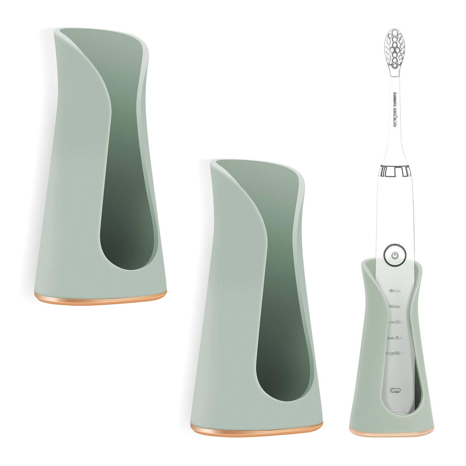 Linkidea Adhesive Electric Toothbrush Holder | Silicone Wall Mount - 2 Pack