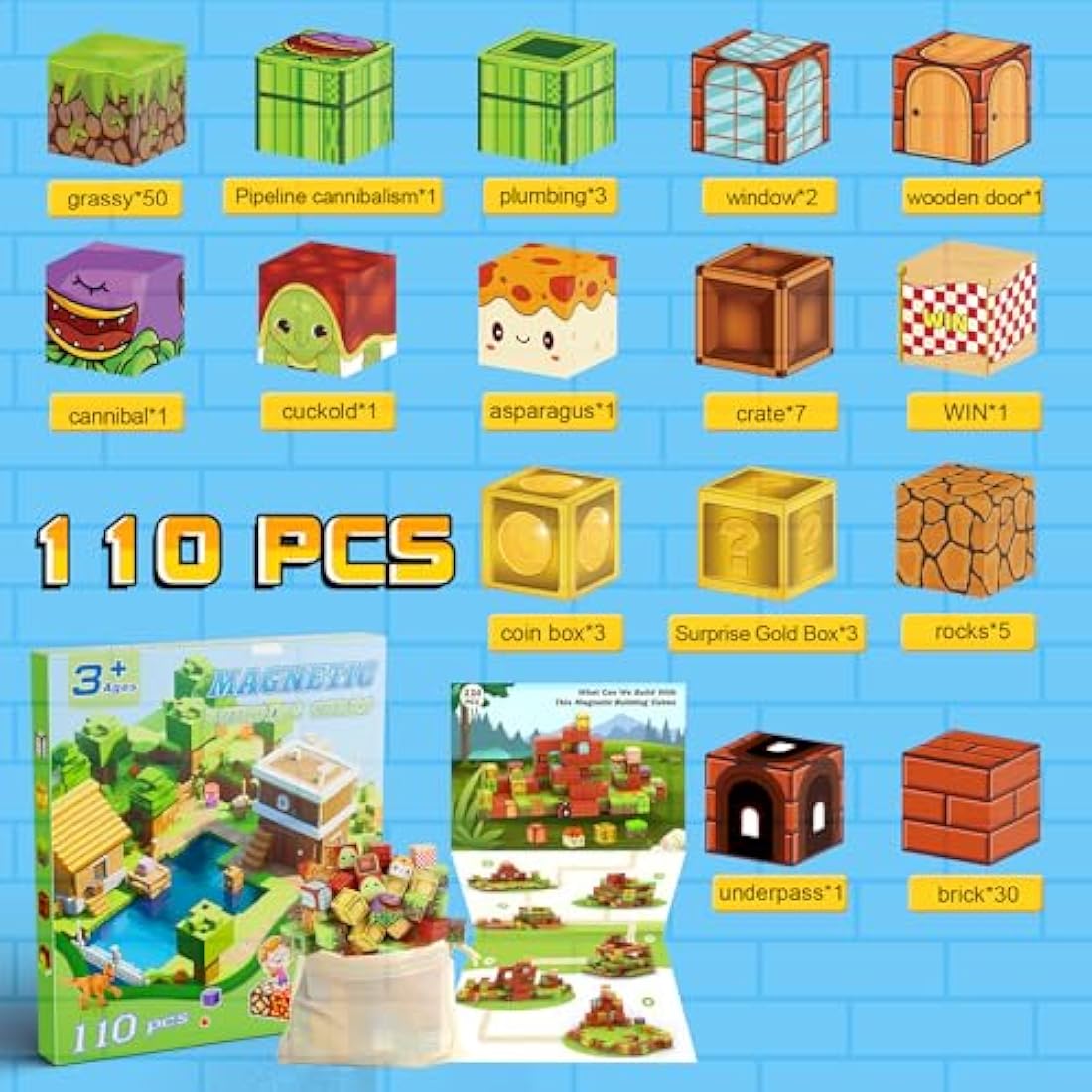 Demolike Magnetic Blocks 110PCS – STEM Educational Building Toy Set