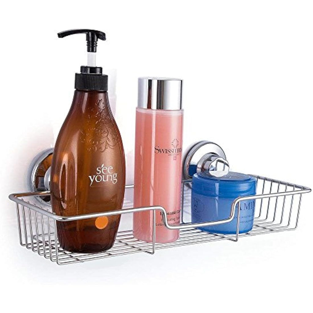 SANNO Suction Cup Shower Caddy – Rustproof Stainless Steel Basket (Set of 2)