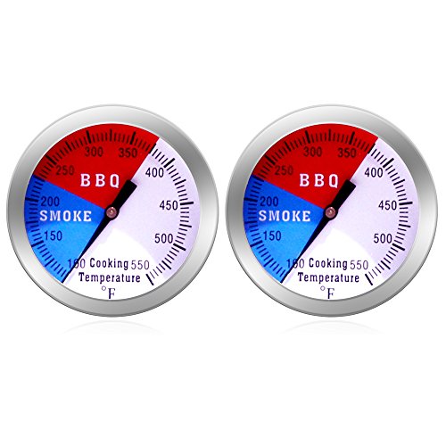 Jolof Store BBQ Thermometer Gauge - Stainless Steel Smoker Pit, 2 Pack