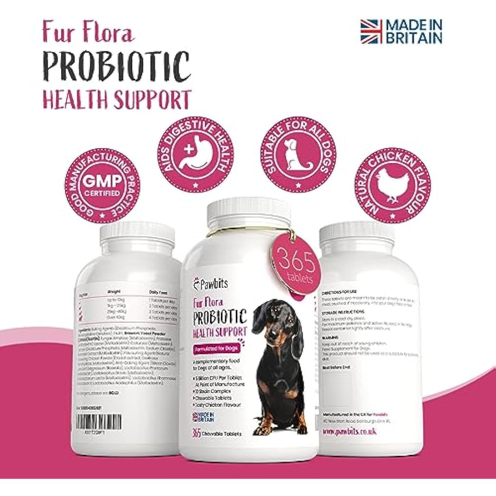 Pawbits Dog Probiotics & Prebiotics – 365 Chicken Chewable Tablets