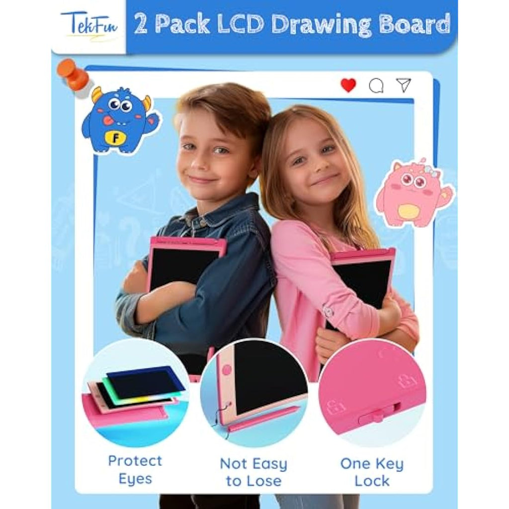 TEKFUN 10" LCD Writing Tablet 2-Pack | Colorful Erasable Drawing Board