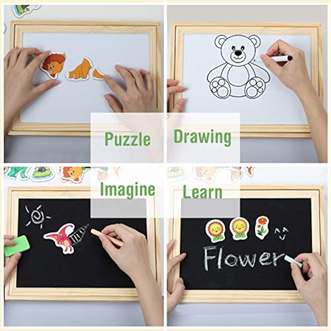 Wooden Magnetic Dinosaur Puzzle Board - 118 Piece Educational Toy