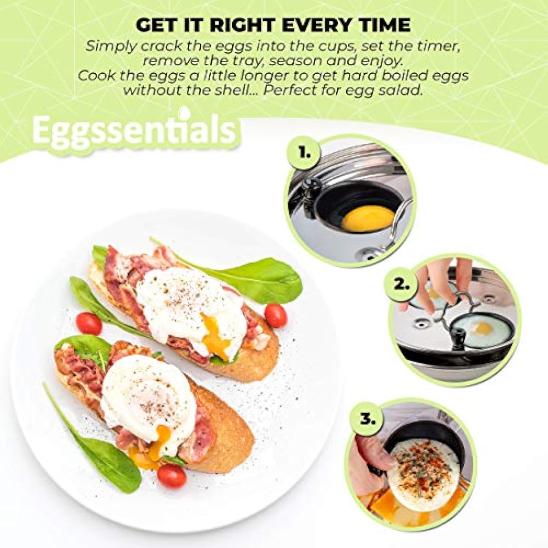 Eggssentials 6-Cup Egg Poacher Pan – Nonstick Stainless Steel Induction