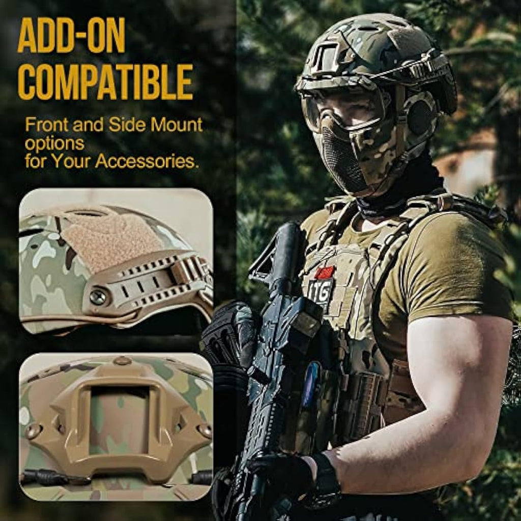 OneTigris Airsoft Fast Helmet | Full Face Tactical Mask and Goggles