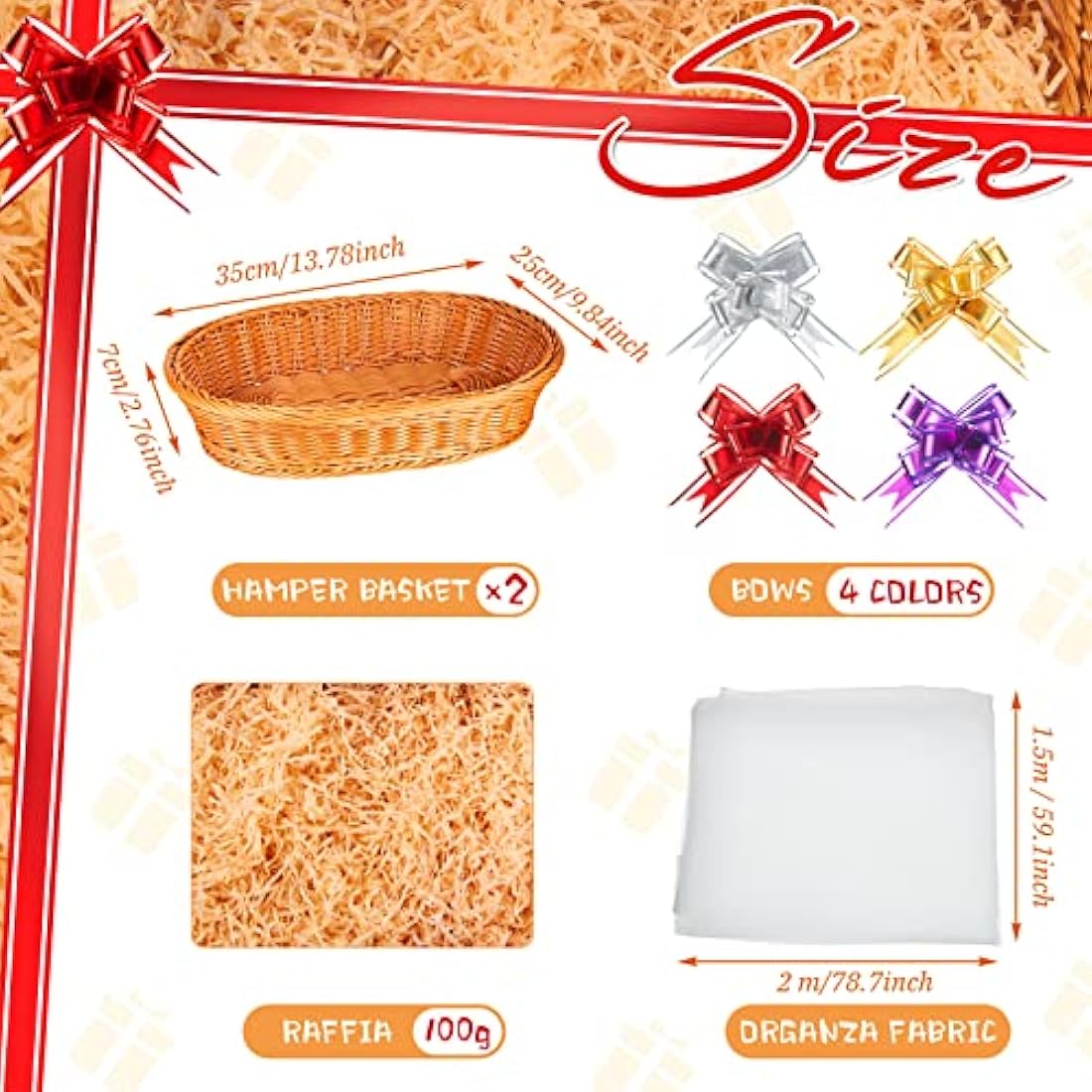Hestya 2-Set Wicker Gift Hamper Kit – DIY Empty Baskets, 35 x 25 cm
