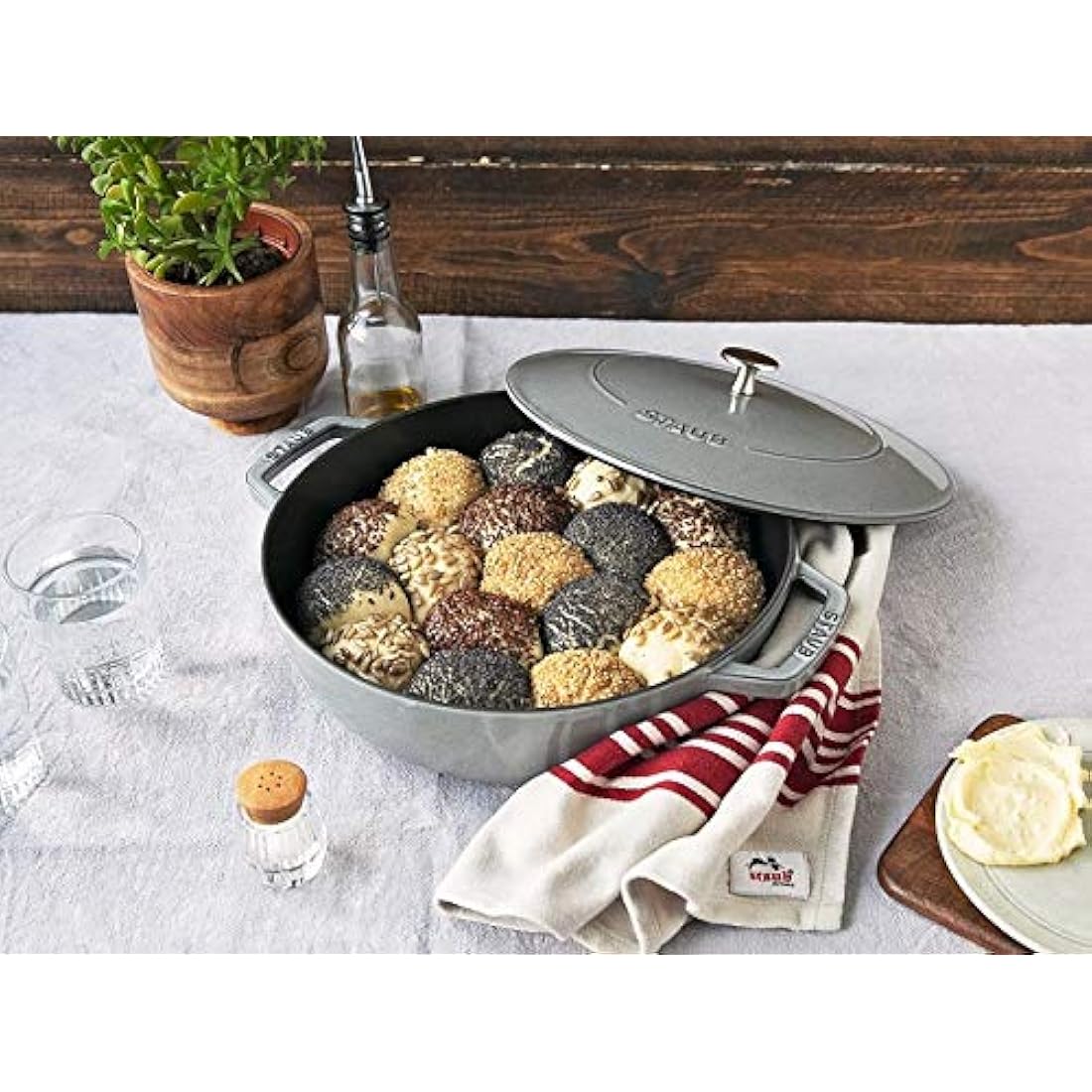 Staub Cast Iron Chistera Braiser Pan - Graphite Grey - 28 cm