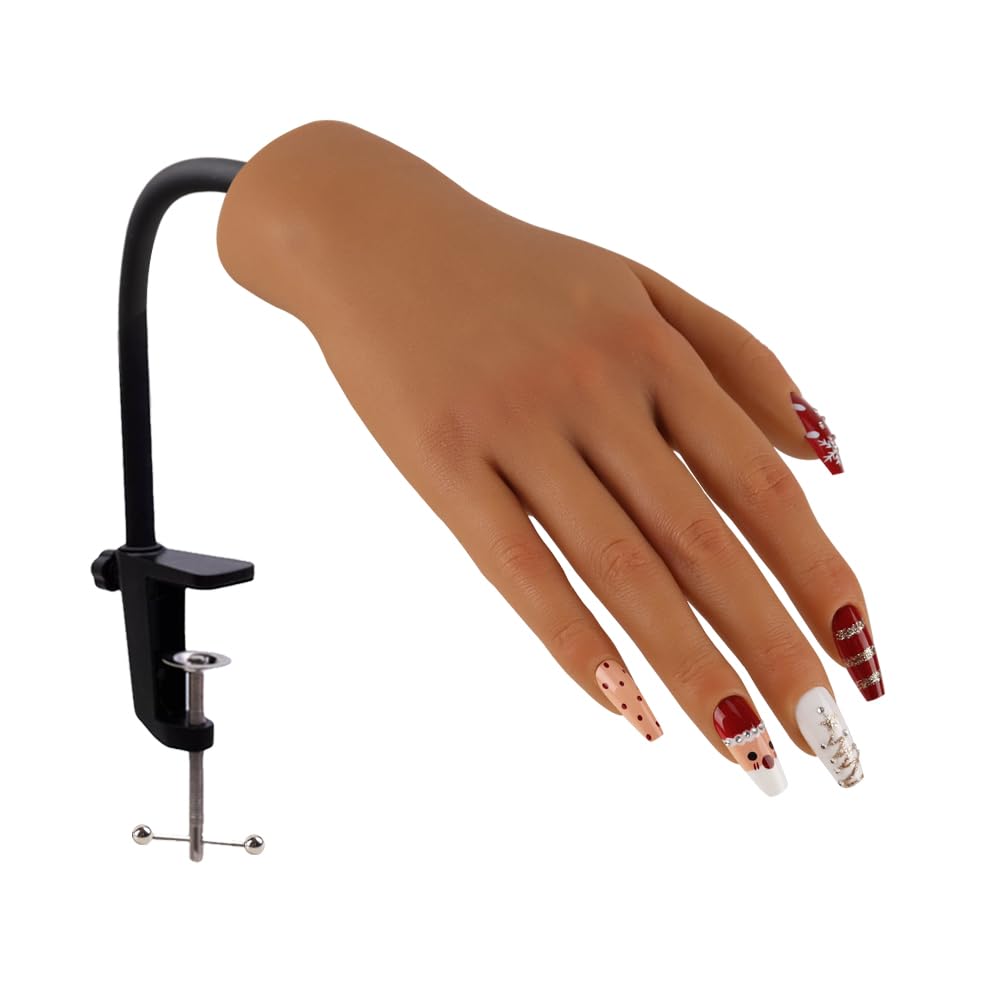 KnowU Silicone Practice Hand for Acrylic Nails with Stand | Flexible Model