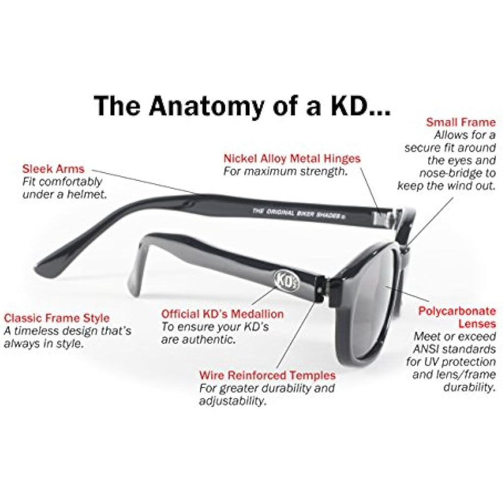 Pacific Coast KD's Biker Sunglasses - Black Frame & Rose Lens