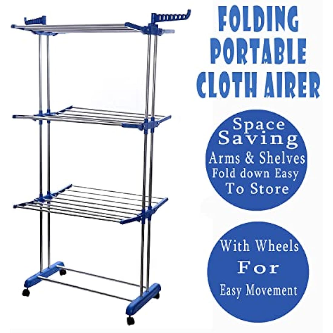 Jolof Store 4-Tier Clothes Drying Rack – Foldable Stainless Steel Airer