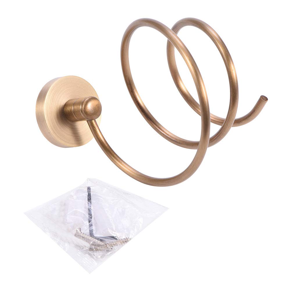 Garosa Antique Brass Hair Dryer Holder – Wall Mount Bathroom Storage Rack