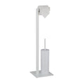 Relaxdays Standing Toilet Paper Holder & Brush Set – White Steel Butler