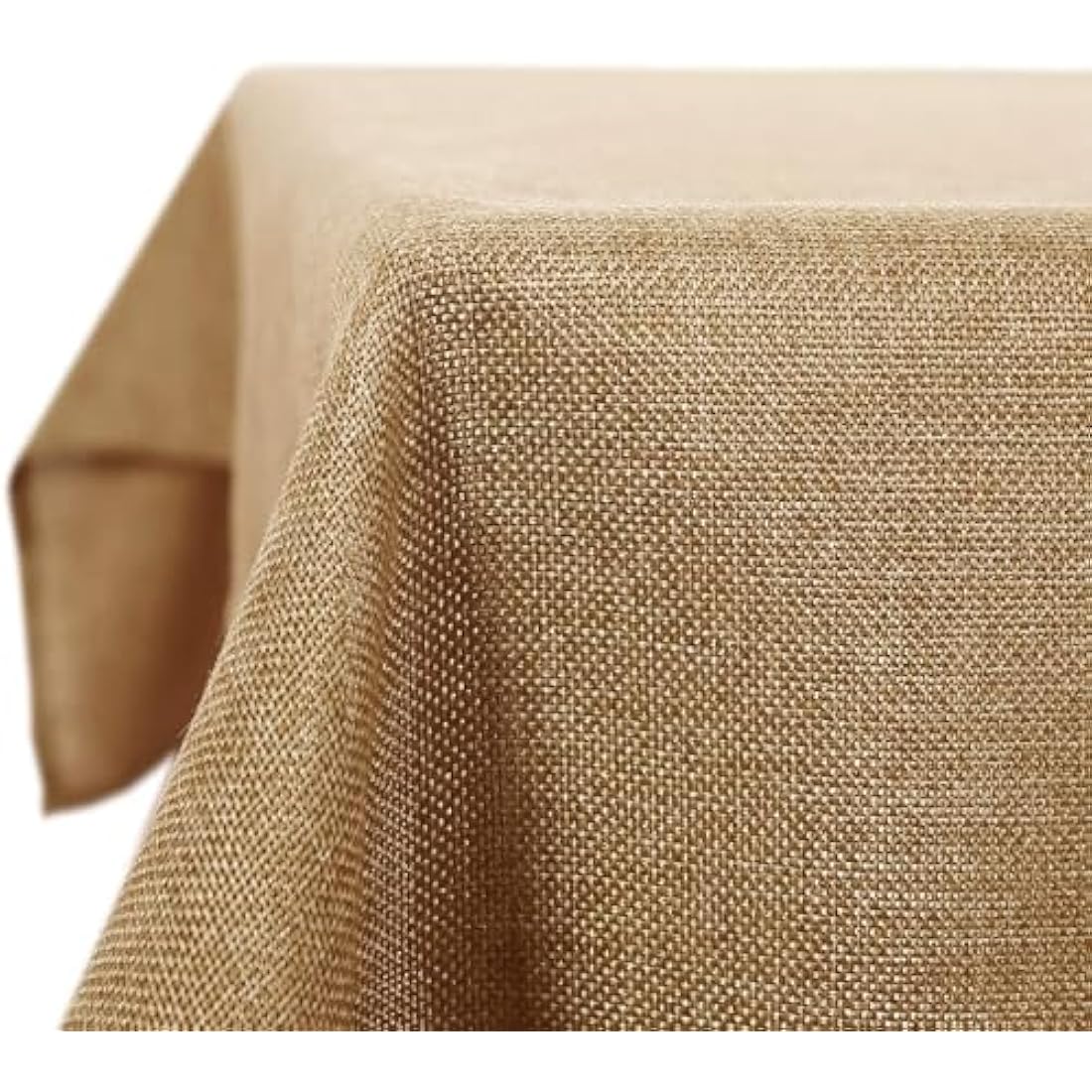 Deconovo Faux Linen Rectangle Tablecloth – Water Resistant, Golden Brown