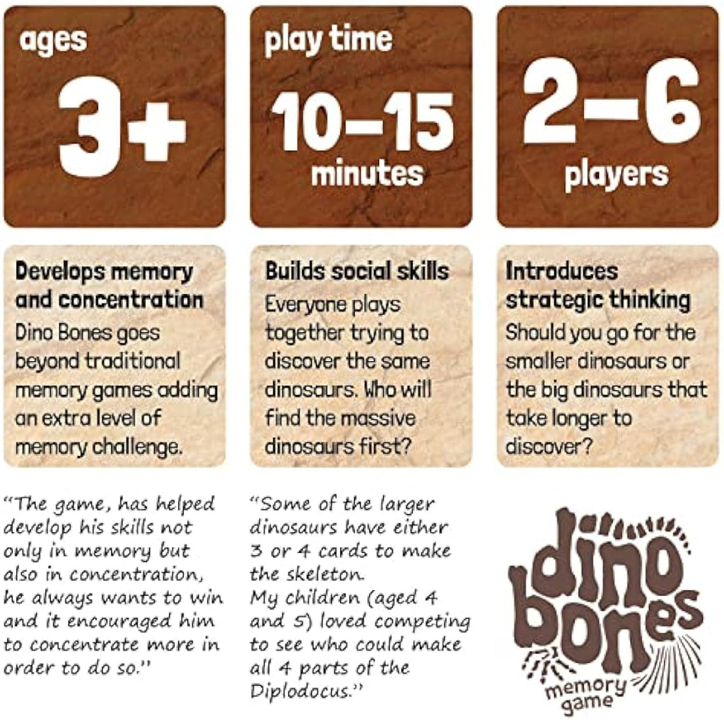 Dino Bones Dinosaur Memory Game by Jolof Store – 32 Card Educational Set