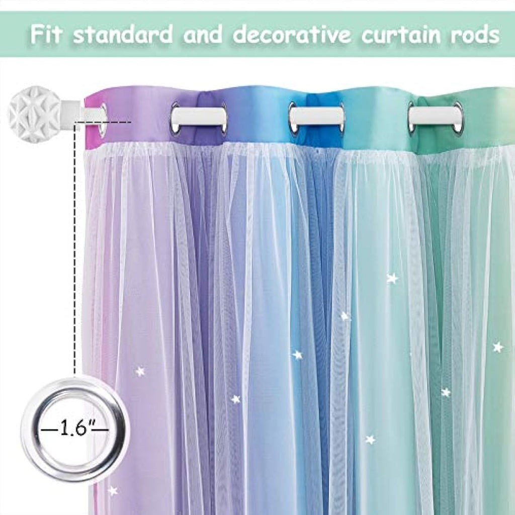 NICETOWN Kids Star Cut Out Blackout Curtains | Thermal Eyelet Drapes, 2 Panels