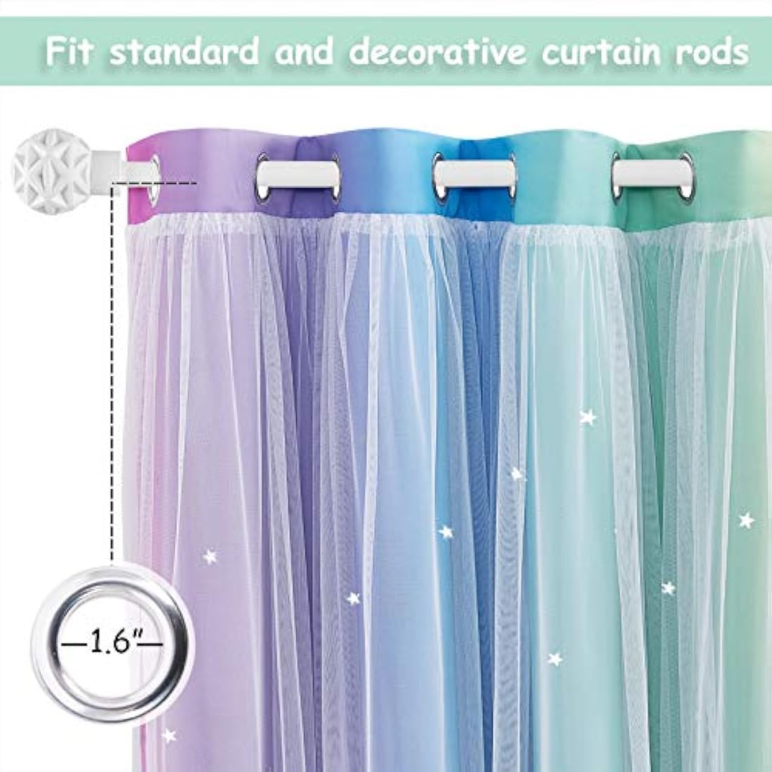 NICETOWN Kids Star Cut Out Blackout Curtains | Thermal Eyelet Drapes, 2 Panels