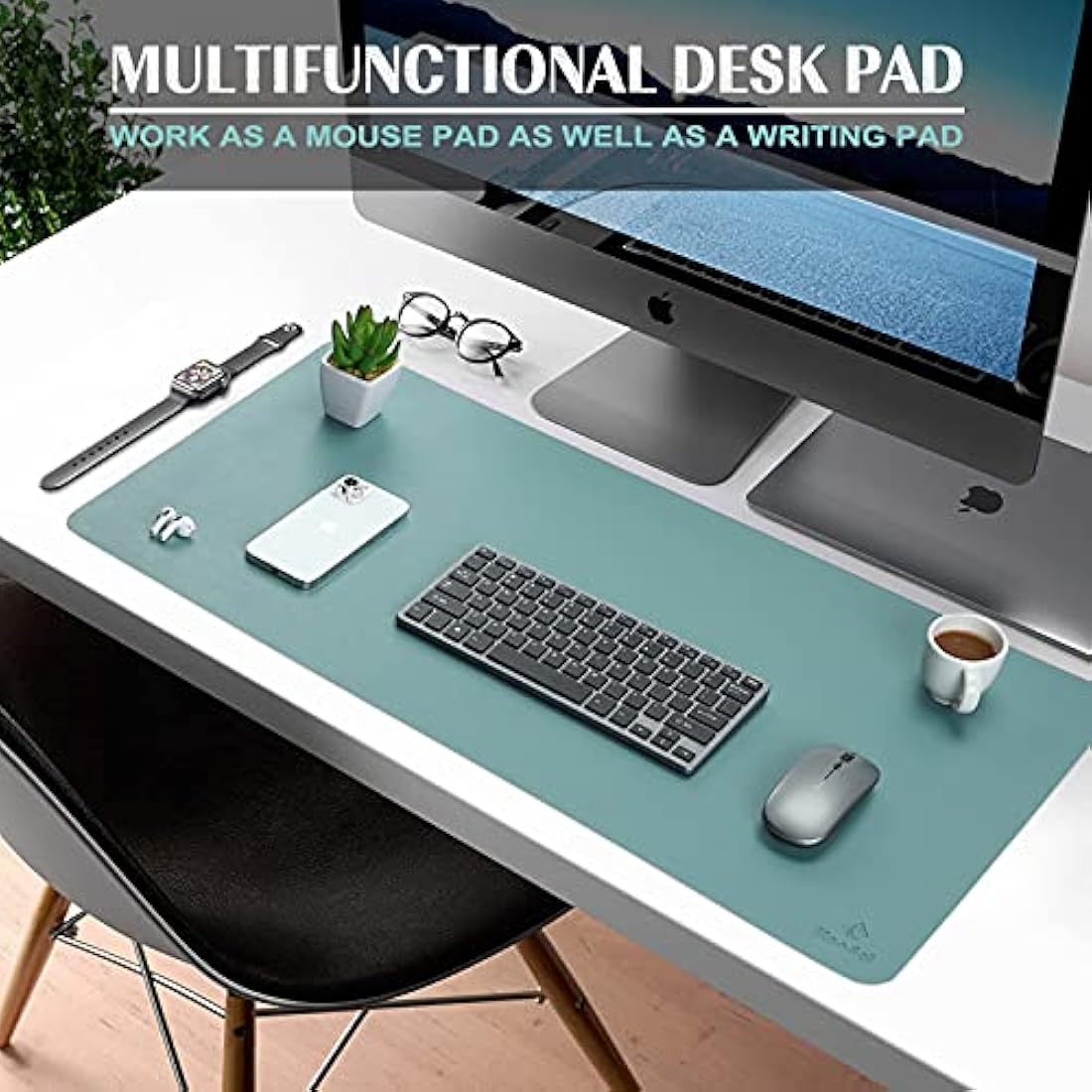 K KNODEL Leather Desk Mat – Dual-Sided Waterproof Mouse Pad, Green