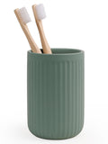Autumnlife Ceramic Toothbrush Holder – 12oz Matte Green Bathroom Tumbler