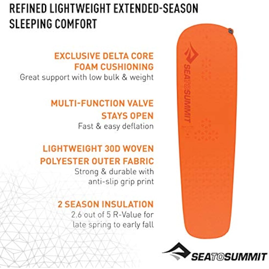 Sea to Summit UltraLight Self-Inflating Sleeping Mat – Orange – Large