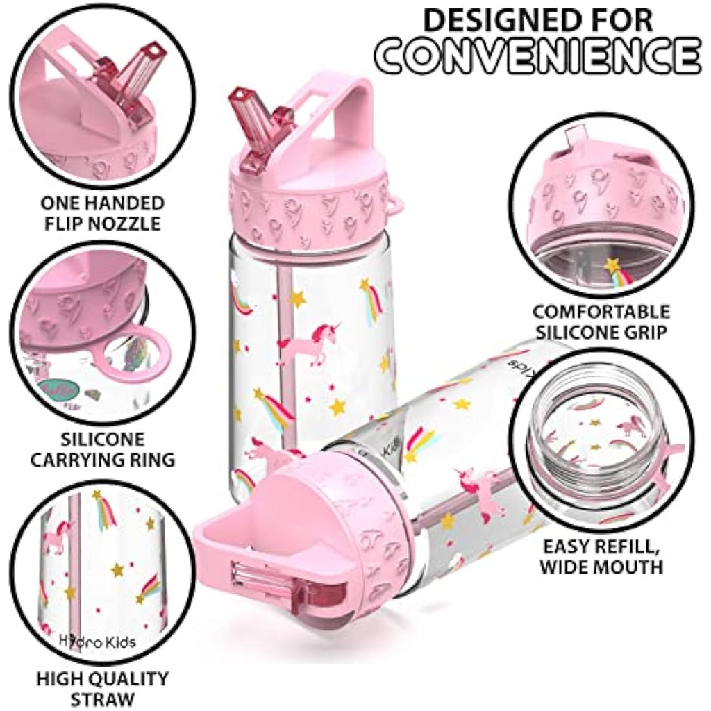HydroKids Kids Water Bottle with Straw – 400ml BPA Free Leakproof