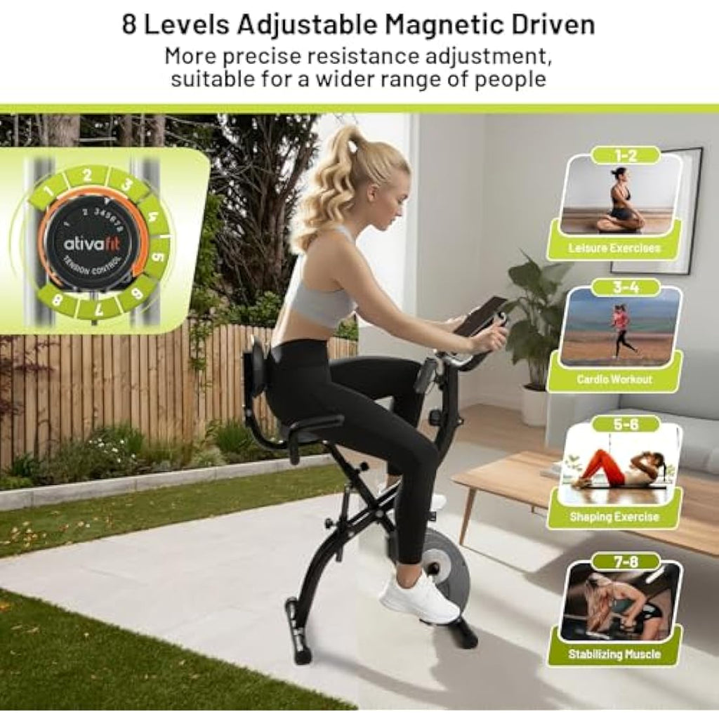 Ativafit Folding Exercise Bike – 8 Level Magnetic Resistance Cardio Bike