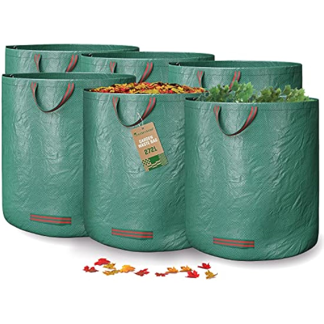 GardenGloss Heavy Duty Garden Waste Bags | 272L Reusable 6-Pack