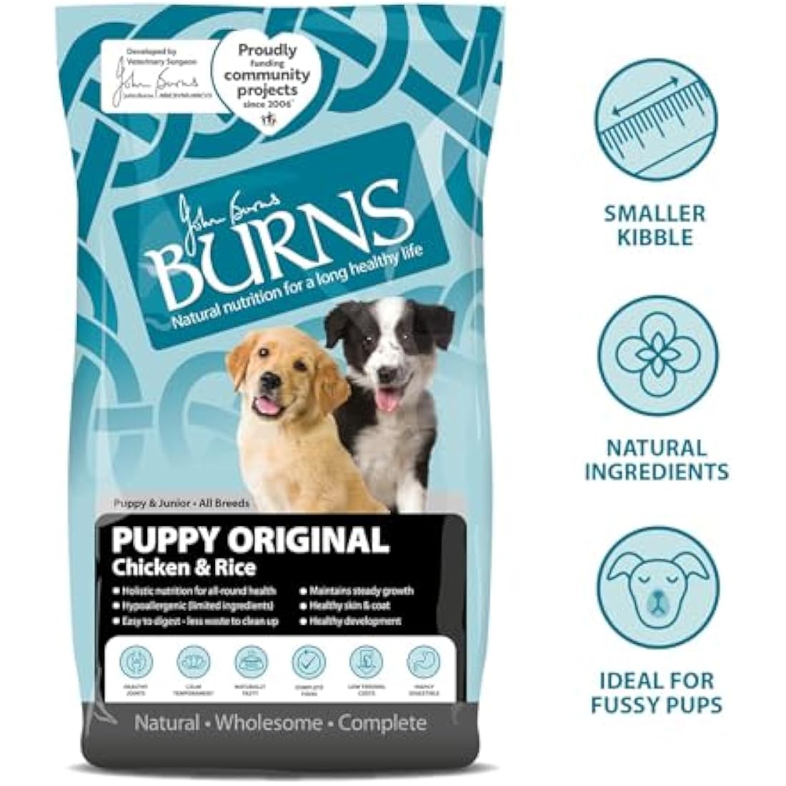 Burns Pet Hypoallergenic Puppy Dry Dog Food – Chicken and Rice 12kg