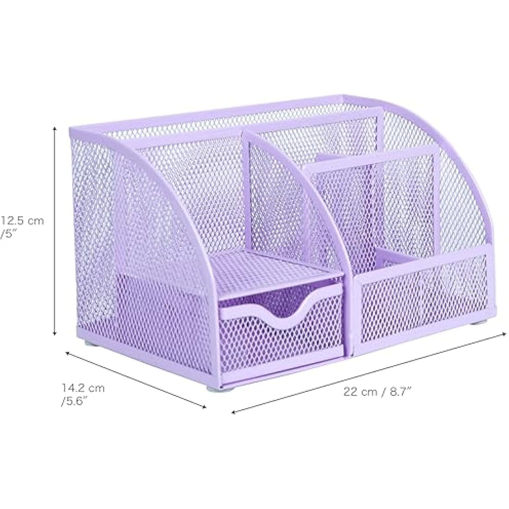 Exerz Mesh Desk Organiser | 7-Compartment Metal Office Tidy Caddy
