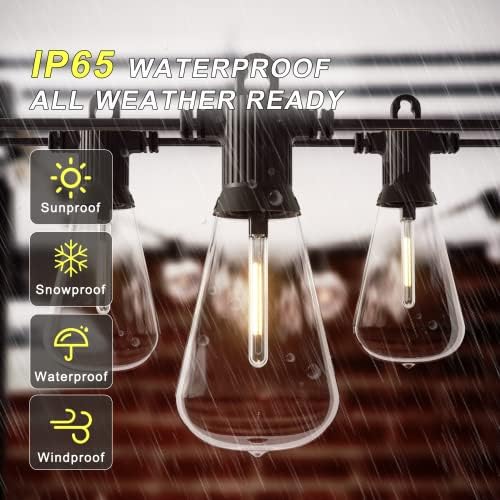 Zuske 30M Outdoor Festoon Lights | 50+3 Shatterproof ST38 Bulbs | IP65