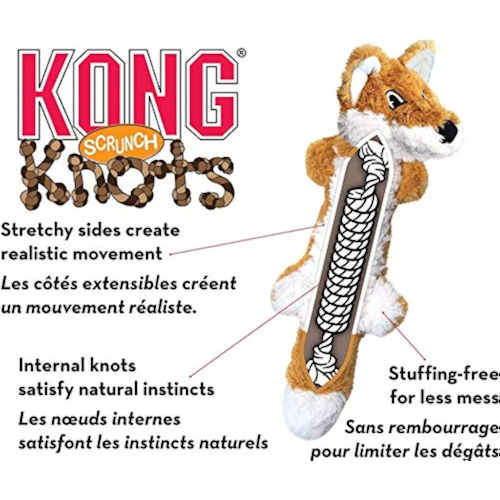 KONG Scrunch Knots Fox Dog Toy – Internal Knotted Rope & Stuffing-Free