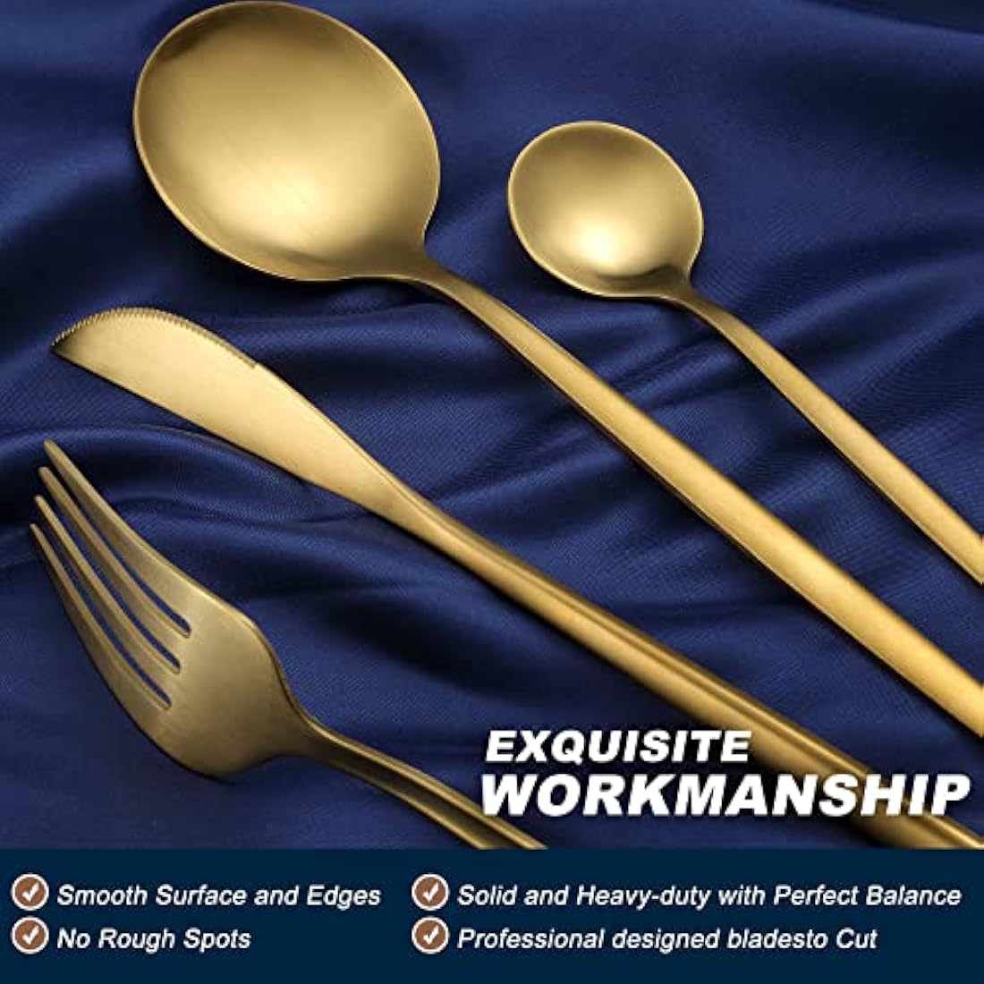 Bestdin Matte Gold Cutlery Set | 32-Piece Stainless Steel Flatware