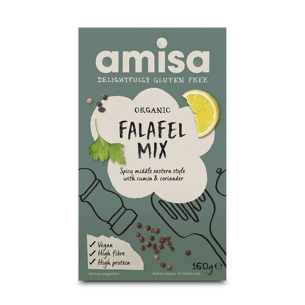 Amisa Organic Gluten Free Falafel Mix - Vegan Chickpea Mix, 160g (Pack of 6)