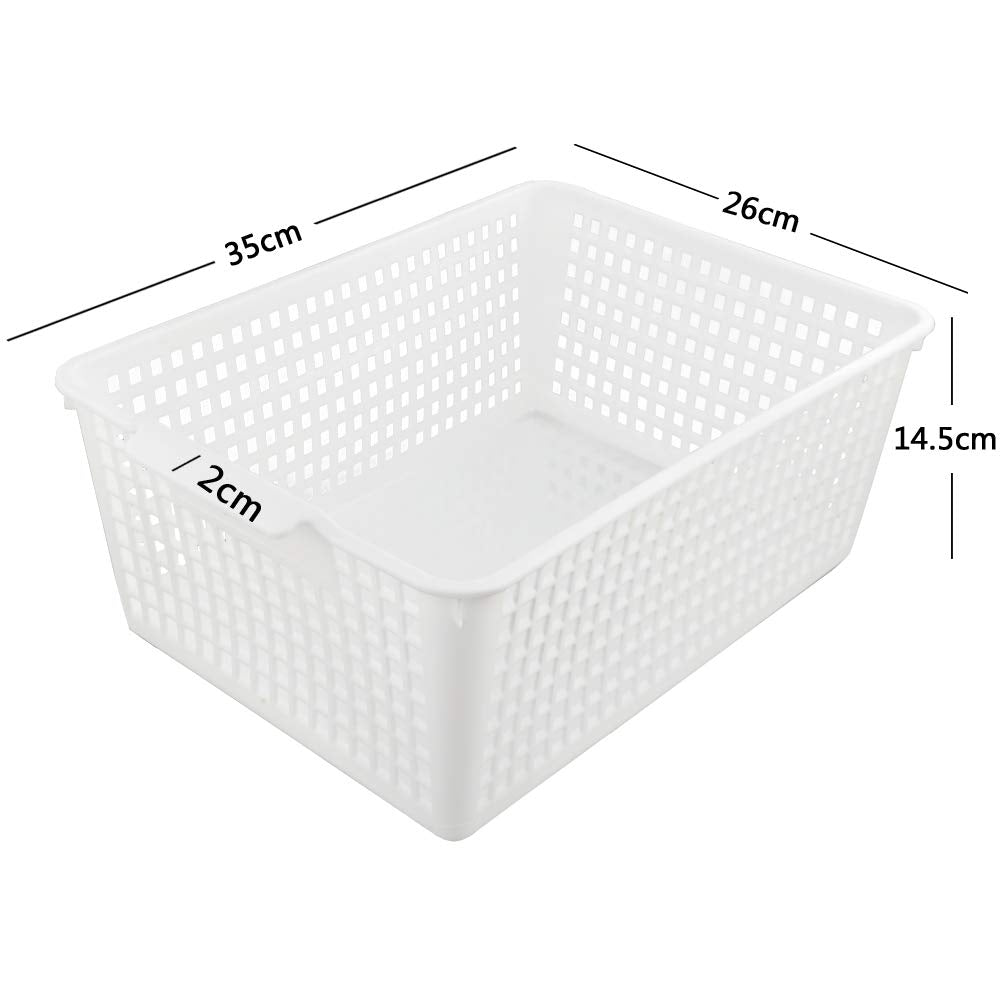 Fosly Large Rectangular Storage Basket Set of 4, White Plastic Basket Boxes - image 3