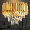 Modern Gold K9 Crystal Chandelier – 3-Tier Round Light Fixture