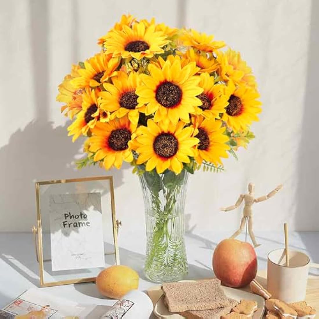 Beferr Artificial Sunflowers – 2 Bunches Silk Floral Bouquets for Home Decor