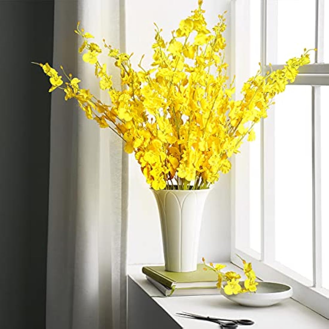 Kisflower 12Pcs Yellow Artificial Dancing Lady Orchids for Home Decor