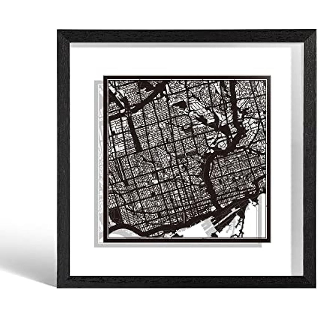 Toronto Paper Cut Map Wall Art – Jolof Store Framed 9x9 Paper Art
