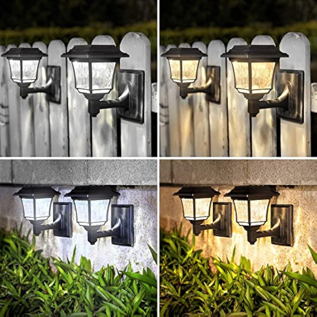 LeiDrail Solar Fence Lights | 2-Mode Waterproof Outdoor Garden Decor | 4 Pack