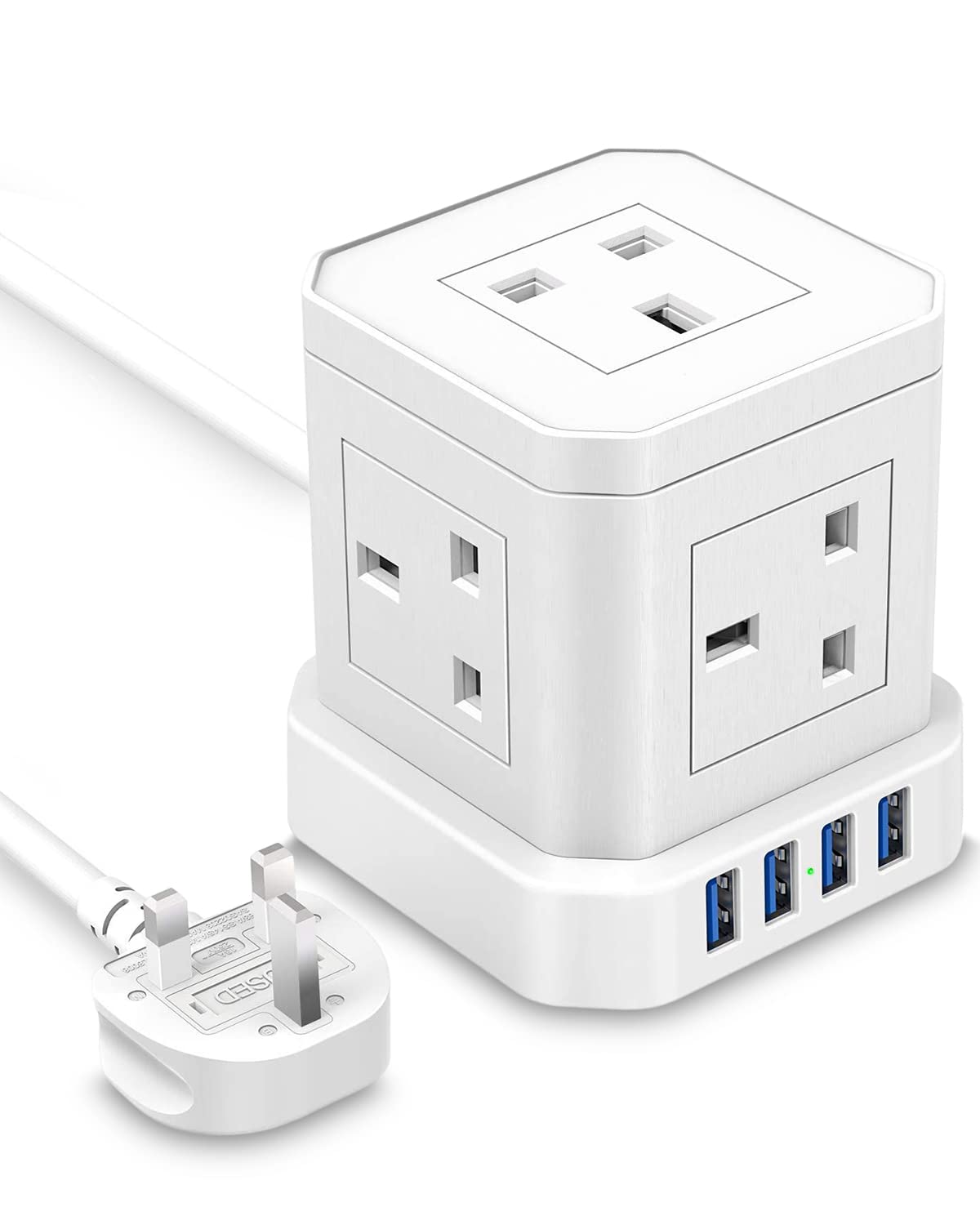 Tuare 9-in-1 Power Cube Extension Lead | 5 AC Ports & 4 USB Slots