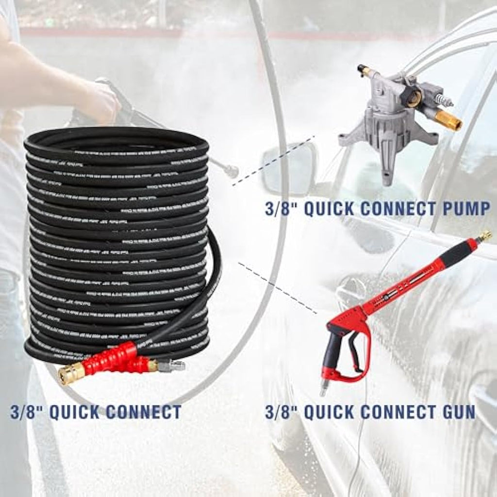 Jolof Store Pressure Washer Hose | 50 FT x 3/8 Inch | 4000 PSI Wire Braided