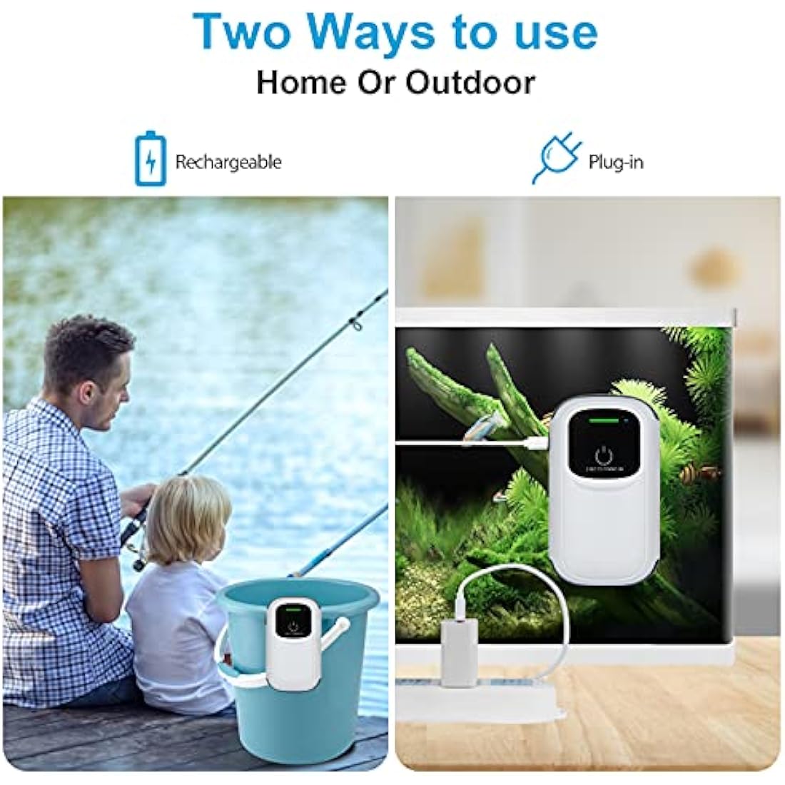 Rechargeable Aquarium Air Pump – Portable Silent Aerator