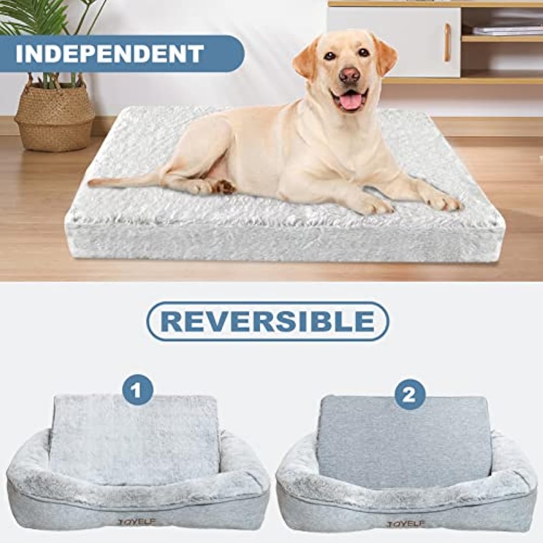 JOYELF Orthopedic Memory Foam Dog Bed | Large Washable Pet Bed with Liner