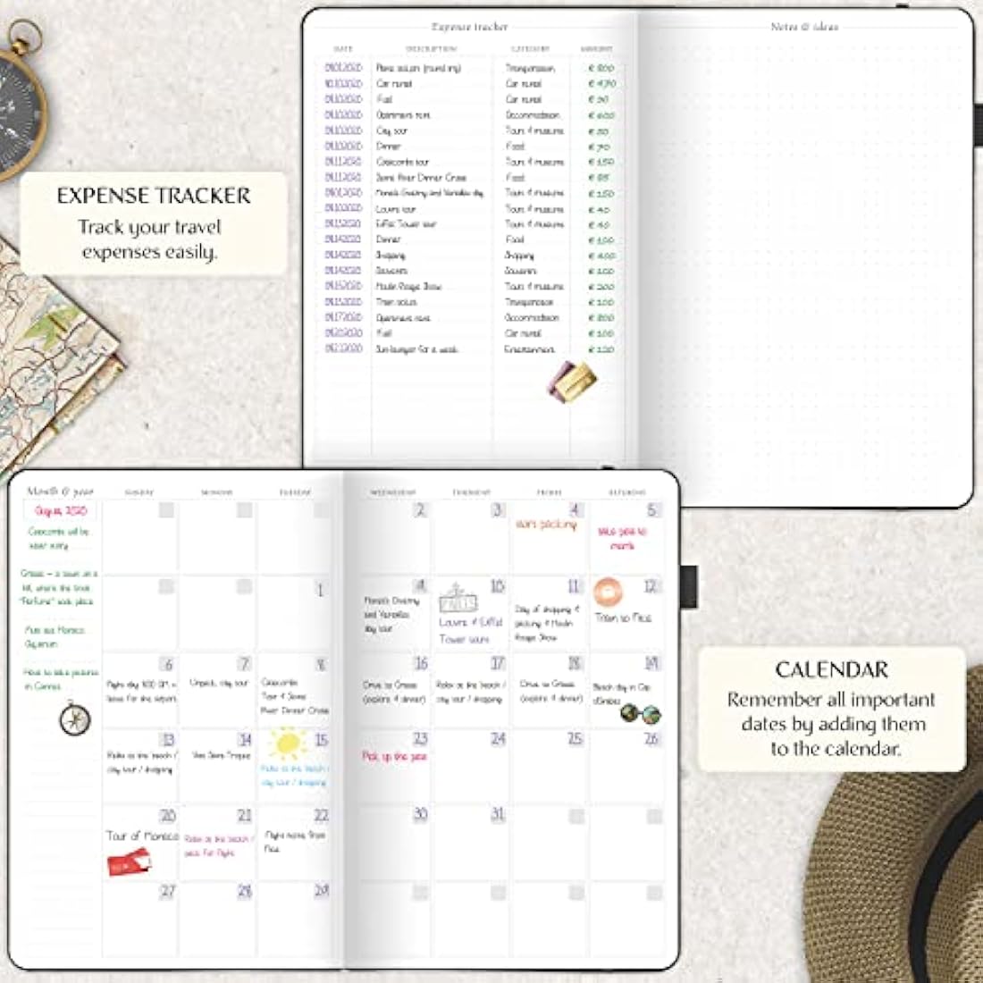 Legend Travel Planner – A5 Eco-Leather Vacation Itinerary & Journal, Black