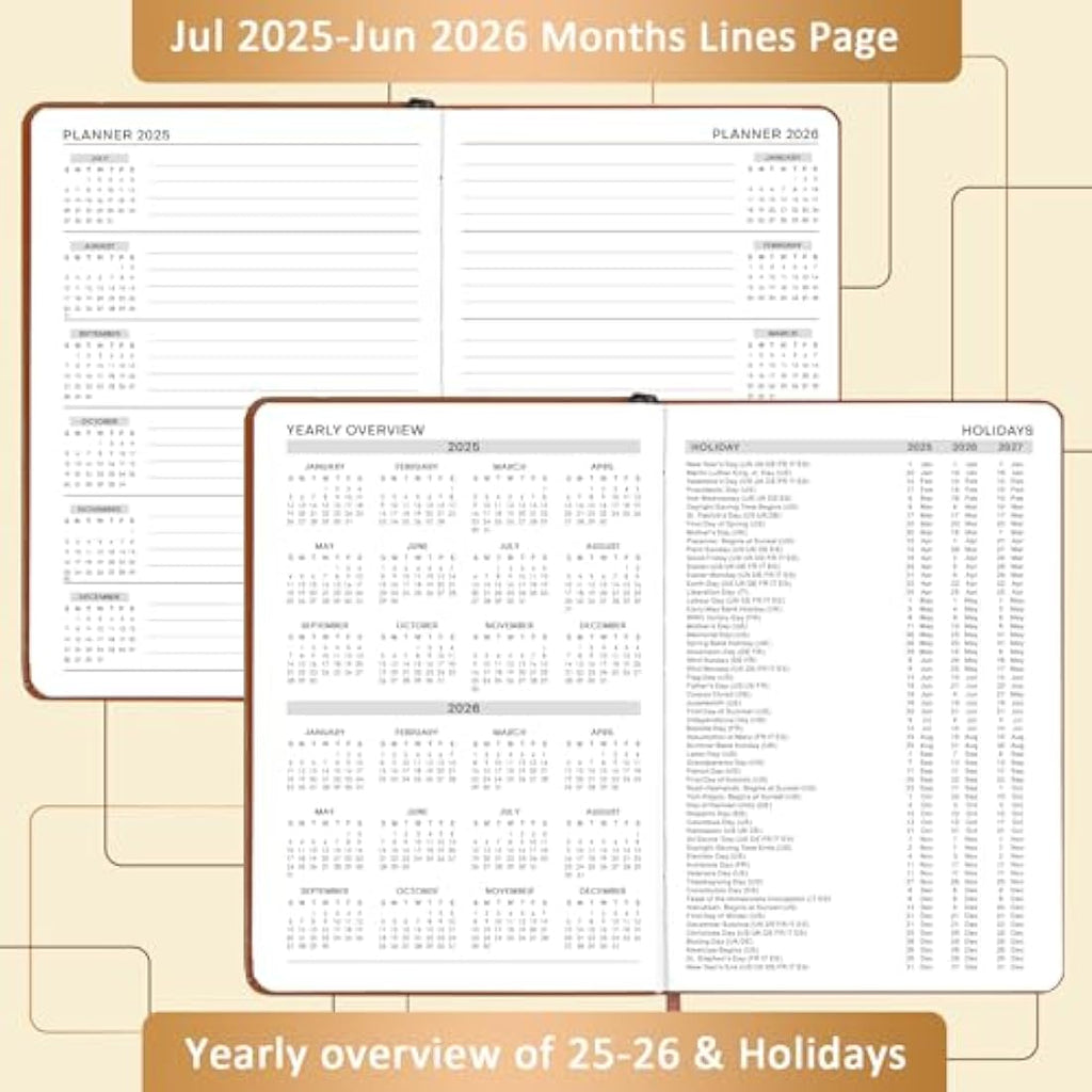 Jolof Store A5 Academic Diary 2025-2026 – Day per Page Faux Leather Brown