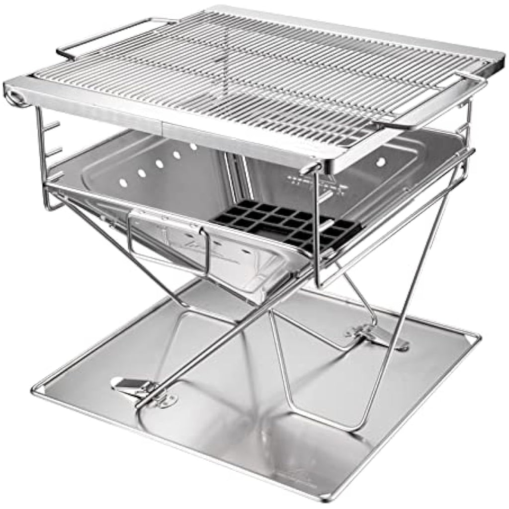 Campingmoon Foldable Stainless Steel BBQ Grill & Fire Pit - Large MT-045