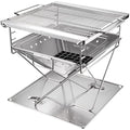 Campingmoon Foldable Stainless Steel BBQ Grill & Fire Pit - Large MT-045